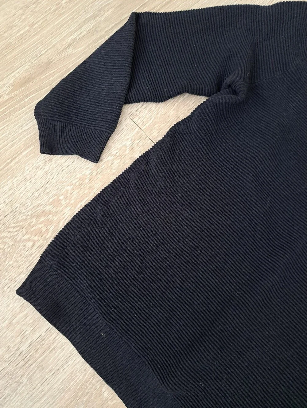 Zara Black Rib-Knit Crewneck Sweater Sz M